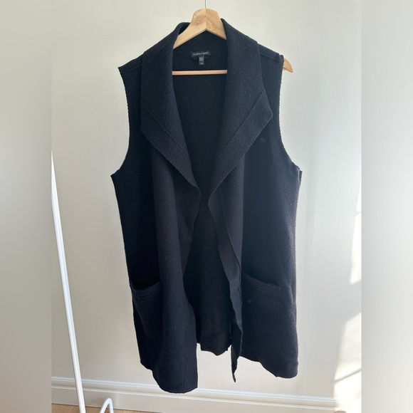 Eileen Fisher Boiled Wool Cardigan Vest - Picture 2 of 8